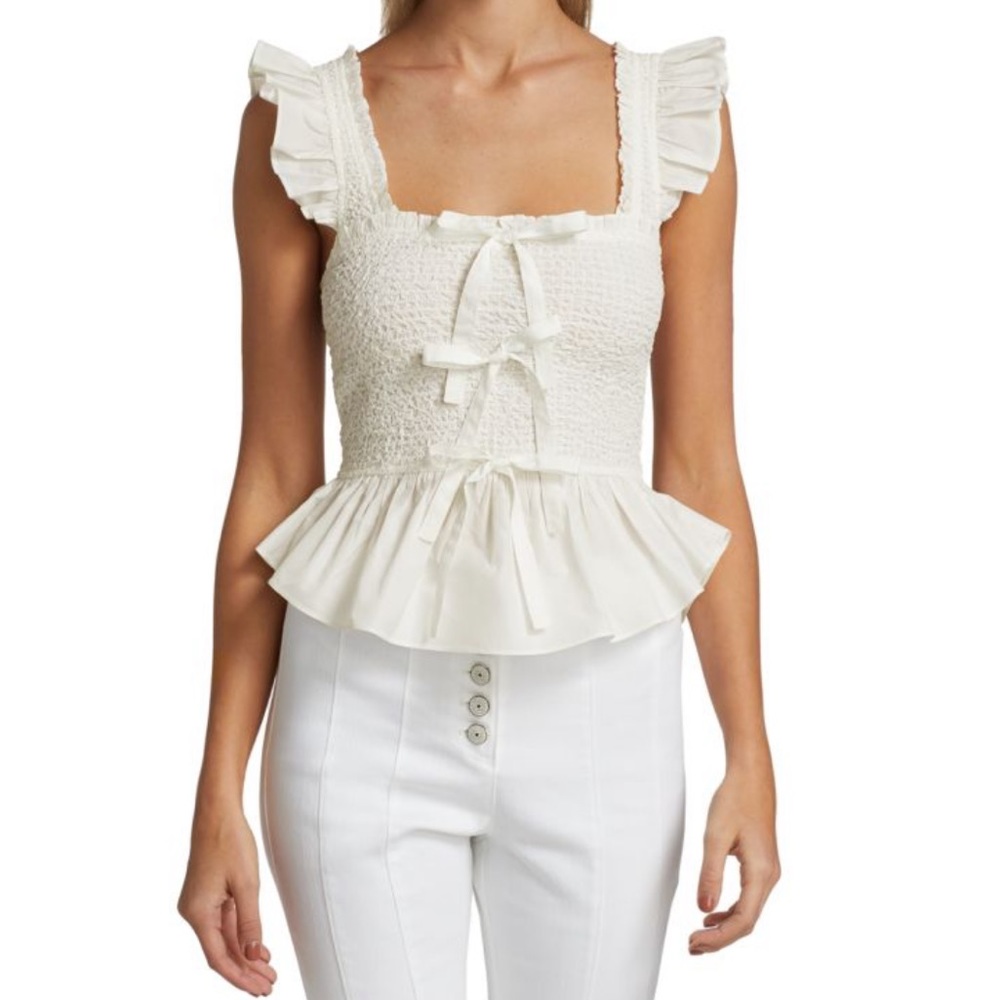 CINQ A SEPT DOROTHY BOW DETAIL TOP - SIZE M